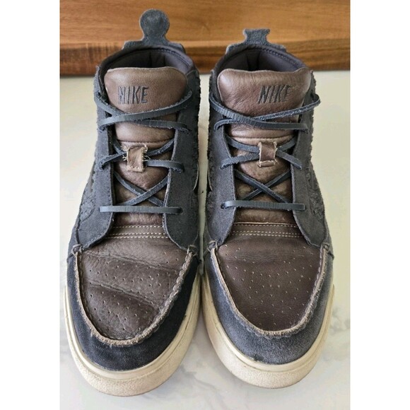 Nike Mens Aina Chukka Boots Gray Leather Lace Up Woven Perforated 9 main image 5